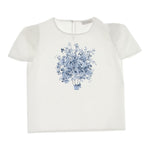 Monnalisa Camicia Mezza Manica Tinta Unita con Stampe per Bambina 719607 PANNA MONNALISA 