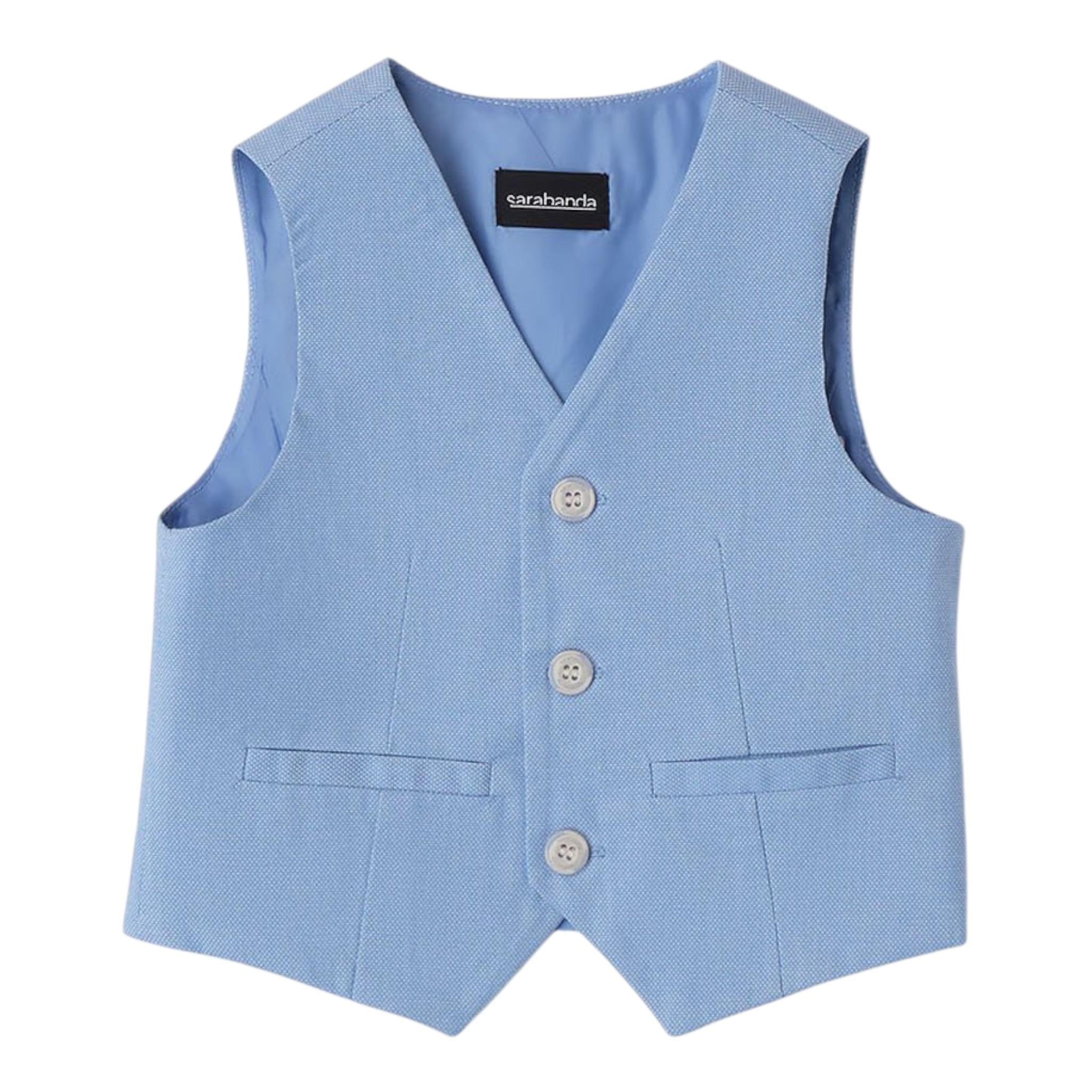 Sarabanda Gilet Tinta Unita con Bottoni per Bambino 08020 AZZURRO SARABANDA 