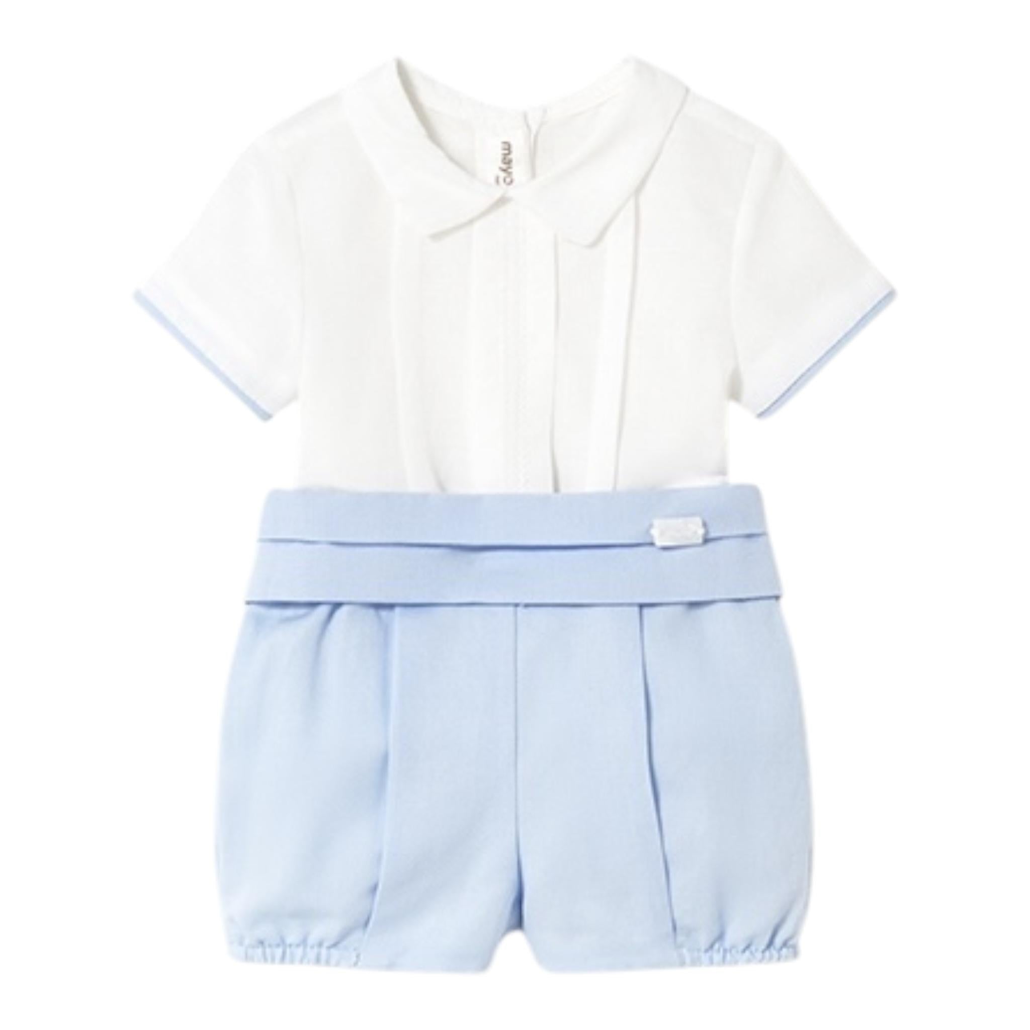 Mayoral Completo 3 Pezzi Bermuda-Camicia-Cintura per Neonato 1214 BIANCO/AZZURRO MAYORAL 