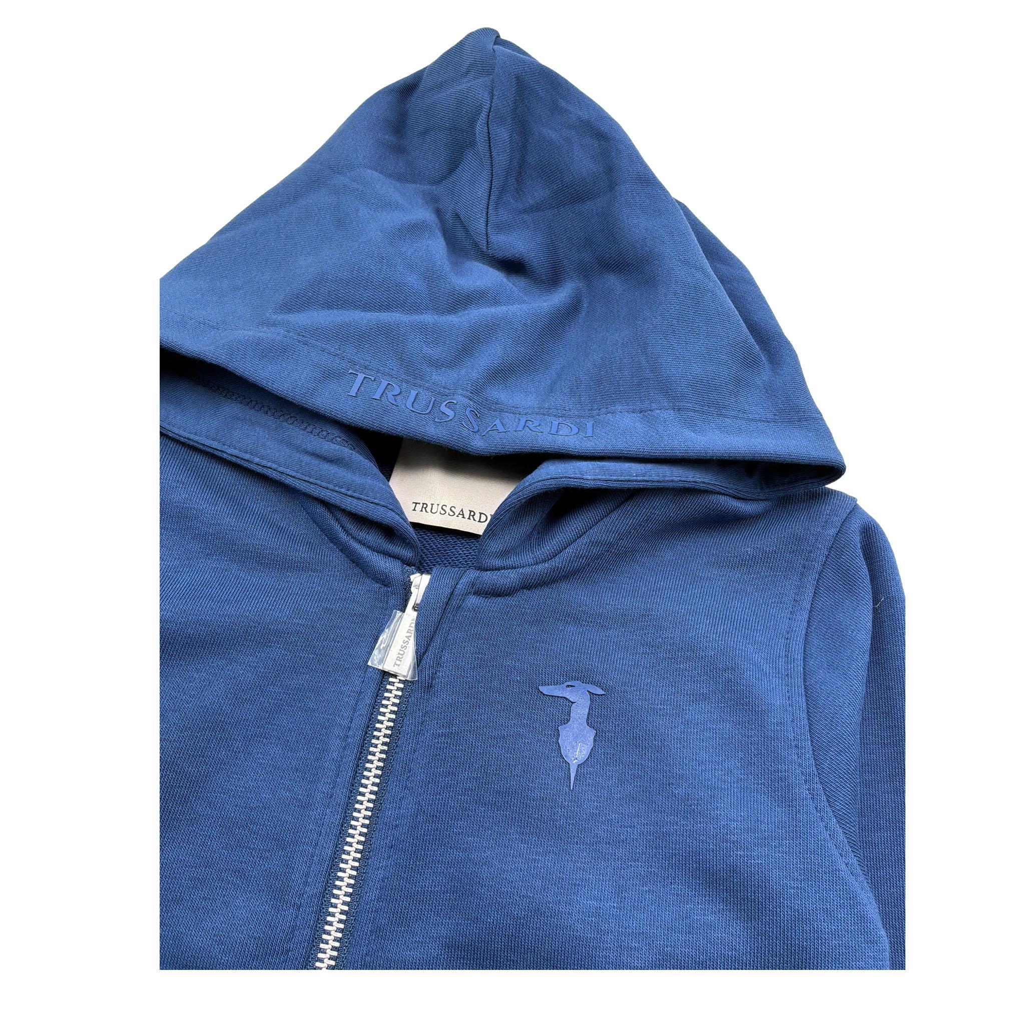 Trussardi Felpa con Zip E Cappuccio Tinta Unita per Bambino TGP26003FE BLU TRUSSARDI 