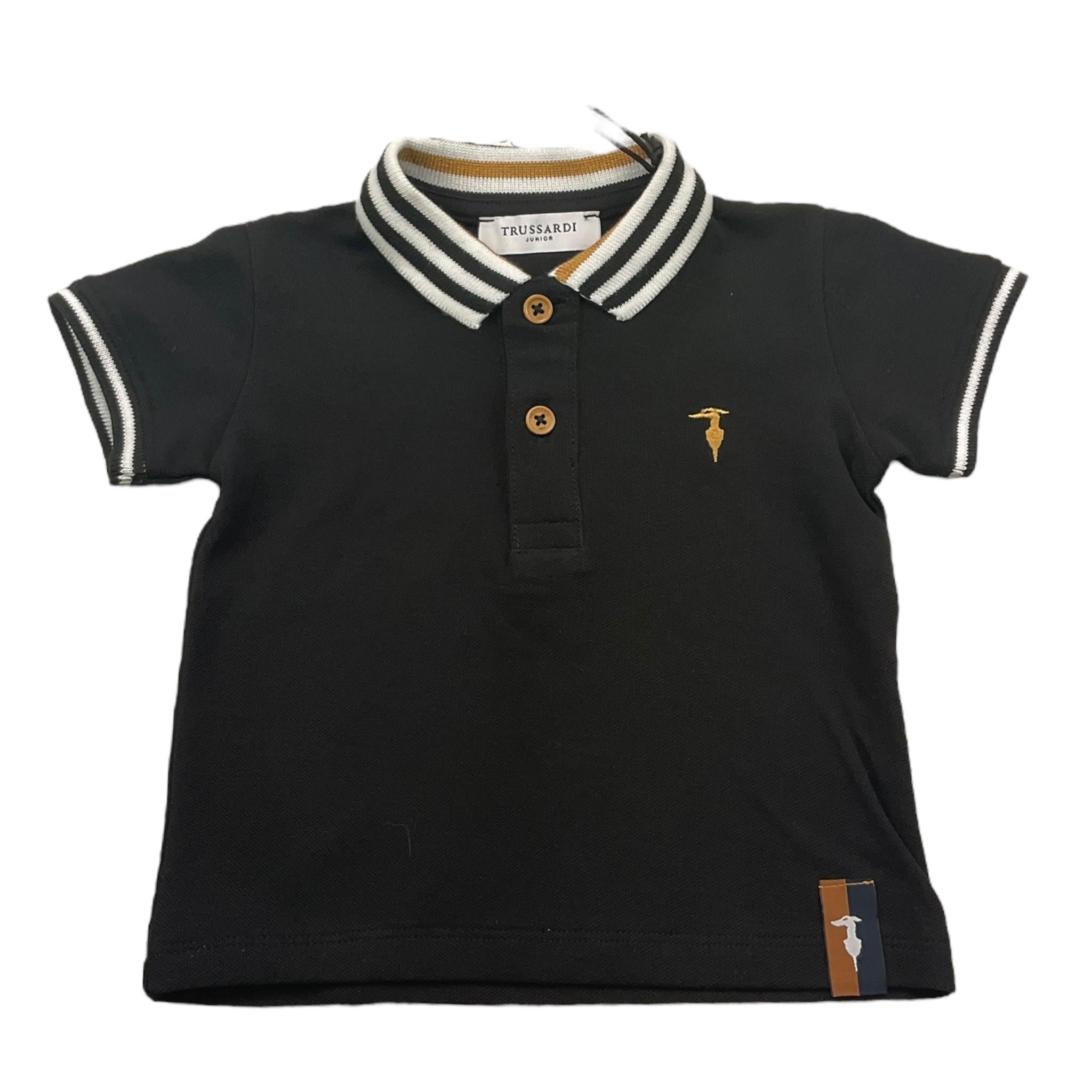 TRUSSARDI polo mezza manica tinta unita cn profili in contrasto Nero per Neonato TIA25082PO NERO TRUSSARDI 