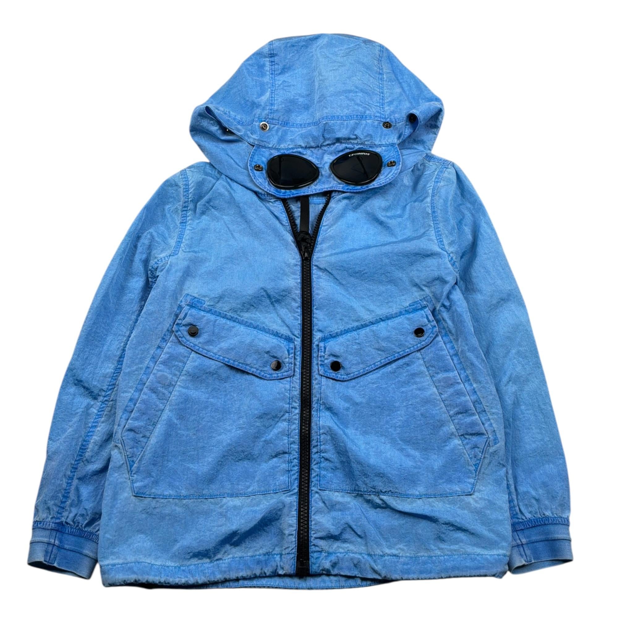 C.P. Company Giubbino tinta unita con Zip E Cappuccio Azzurro per Bambino 12CKOW008A AZZURRO C.P. COMPANY 