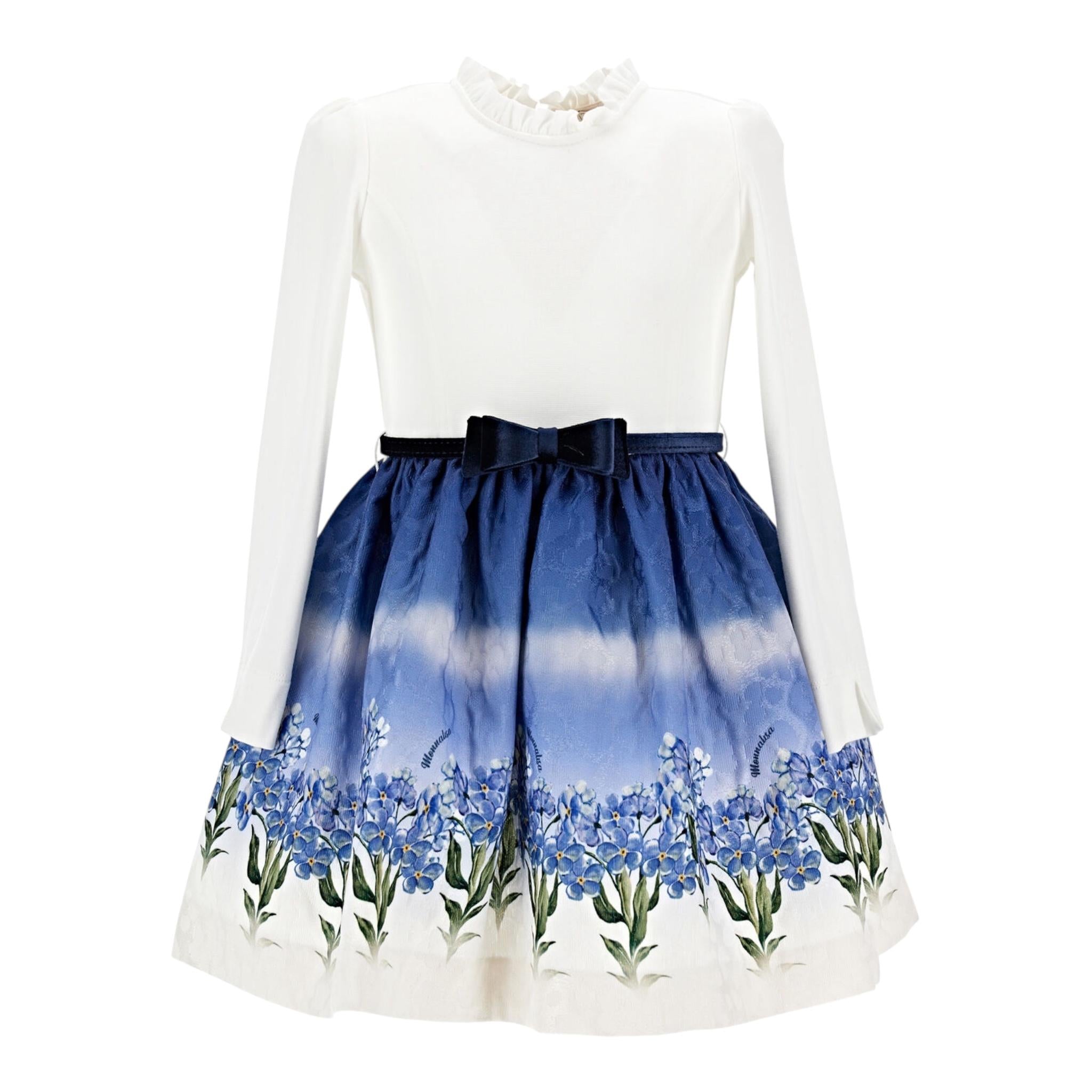 MONNALISA abito tinta unita con fantasia Bianco per Neonata 11B907NX BIANCO MONNALISA 