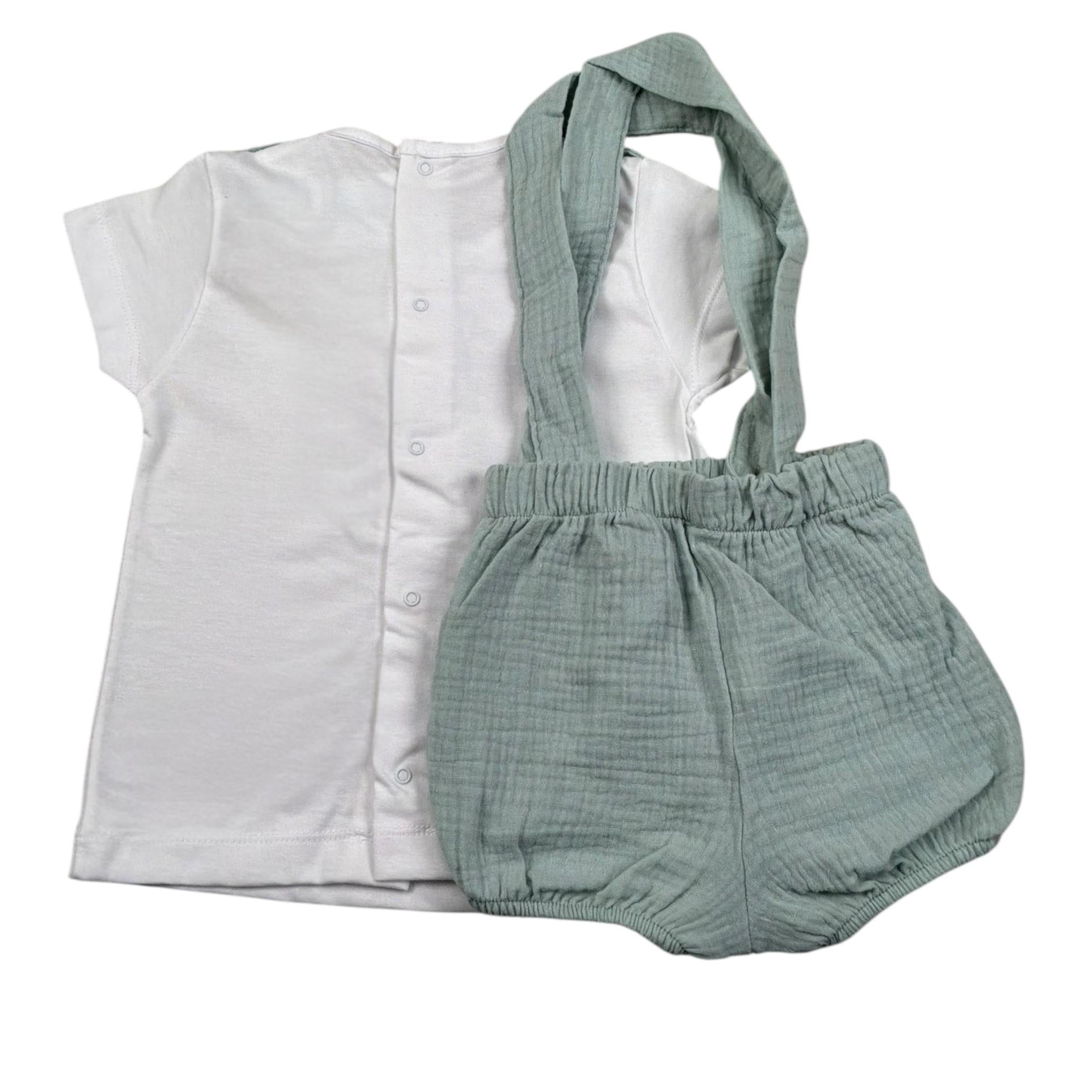 Calamaro Completo 2 Pezzi T-Shirt-Salopette per Neonato 17942 BIANCO/VERDE CALAMARO 