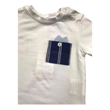 Leo E Lilly T-Shirt Girocollo Tinta Unita Con Taschino Bianco Per Neonato