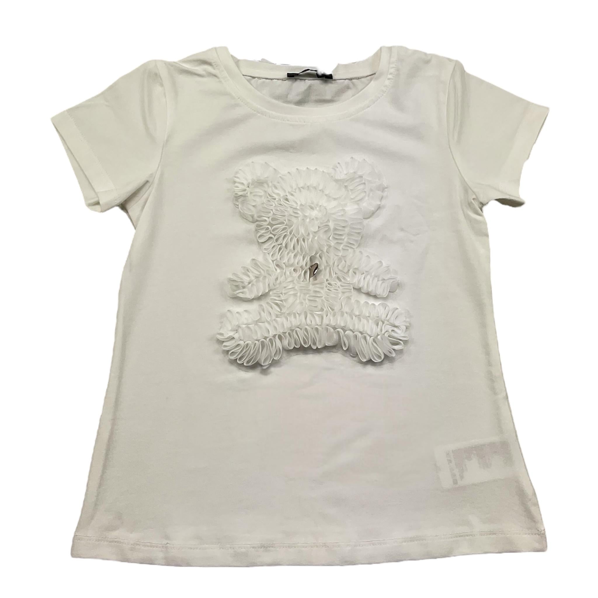 Fun & Fun T-Shirt Girocollo Tinta Unita con Orso per Bambina FBTS01423 BIANCO FUN & FUN 