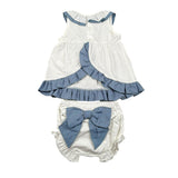 Calamaro Completo 2 Pezzi Camicia-Coulotte con Fiocco per Neonata 22084 BIANCO CALAMARO 