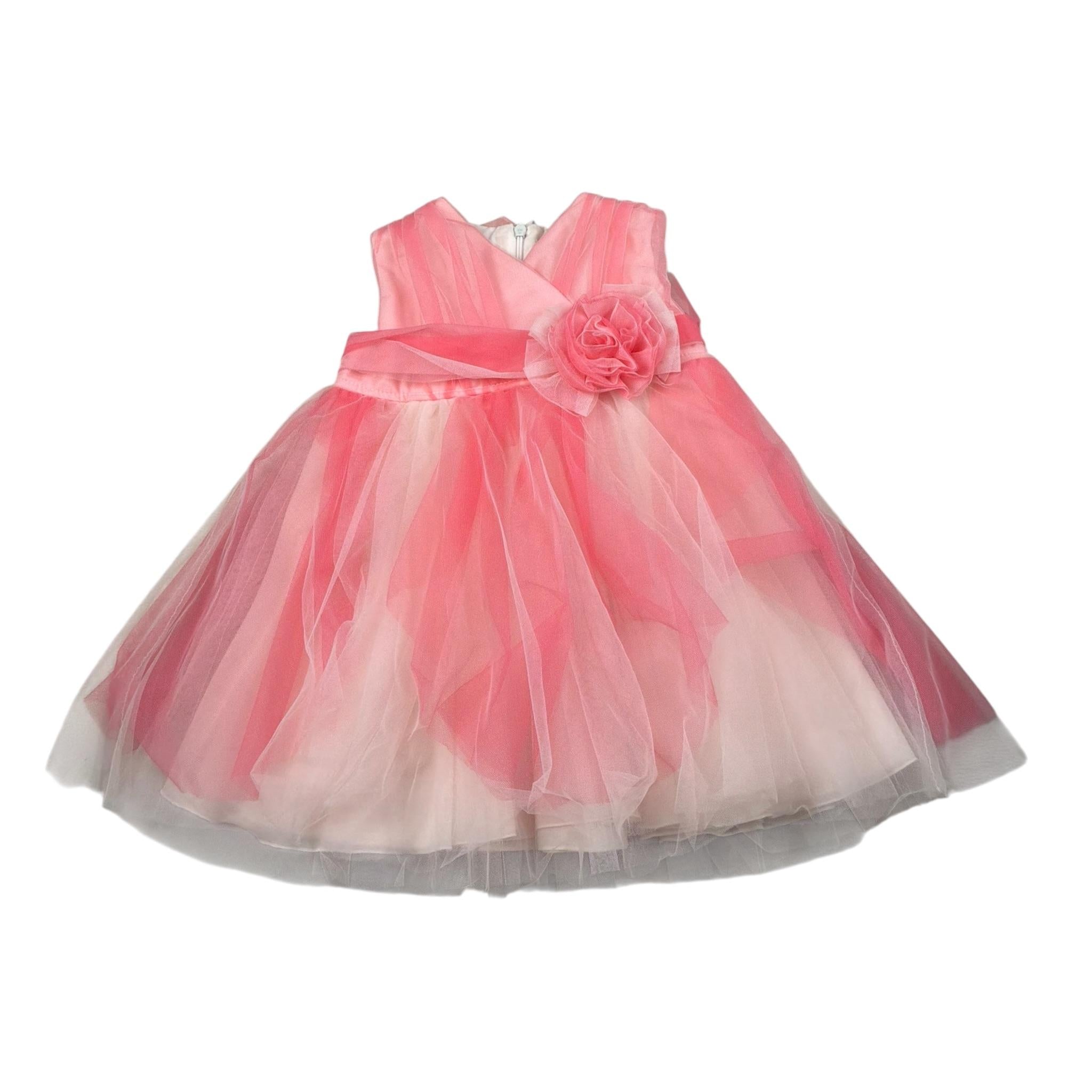 Aletta Abito Giromanica con Tulle Rosa per Neonata HP22226 ROSA ALETTA 