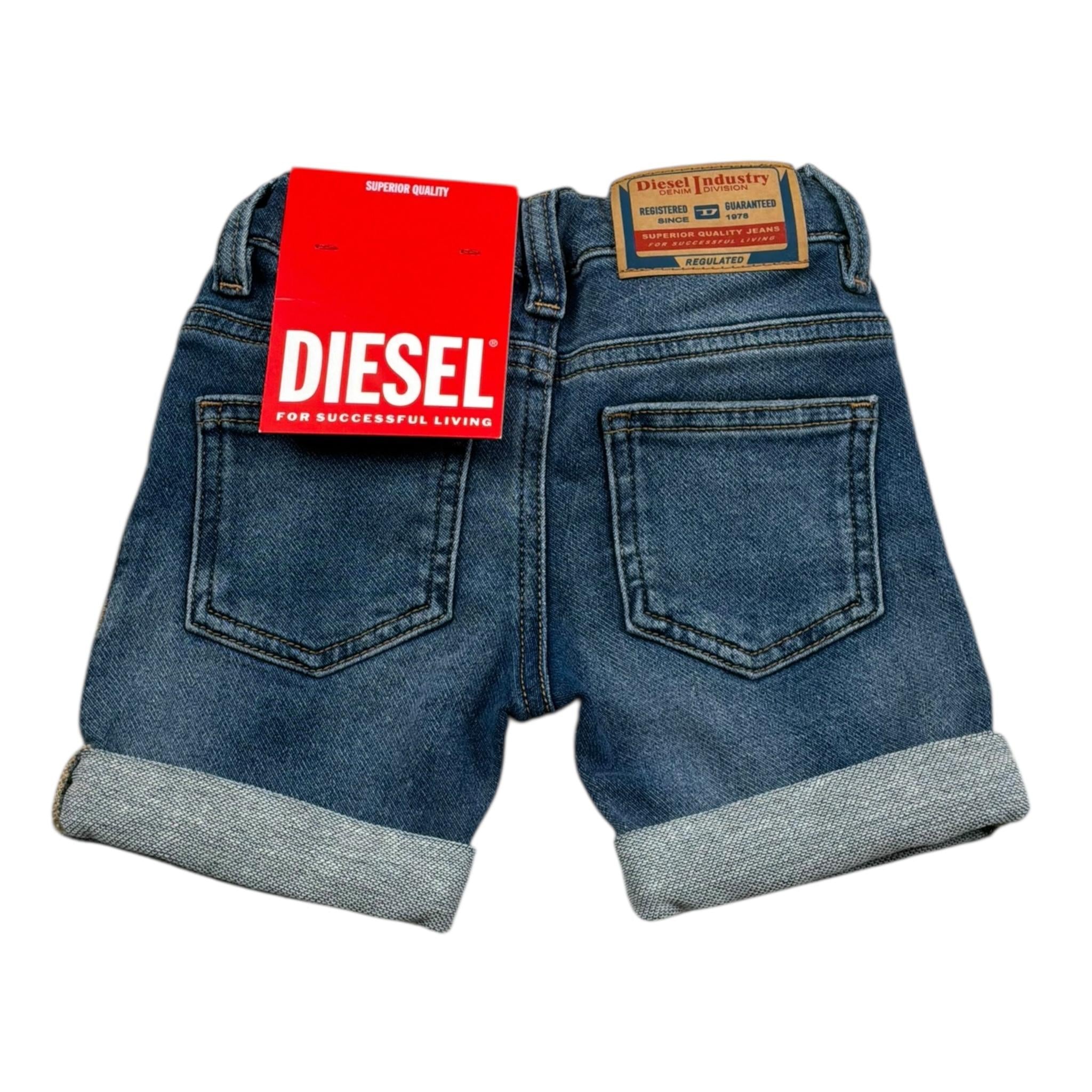 Dsquared2 Bermuda In Denim Tinta Unita Girovita Regolabile per Neonato K00362 BLU DSQUARED2 