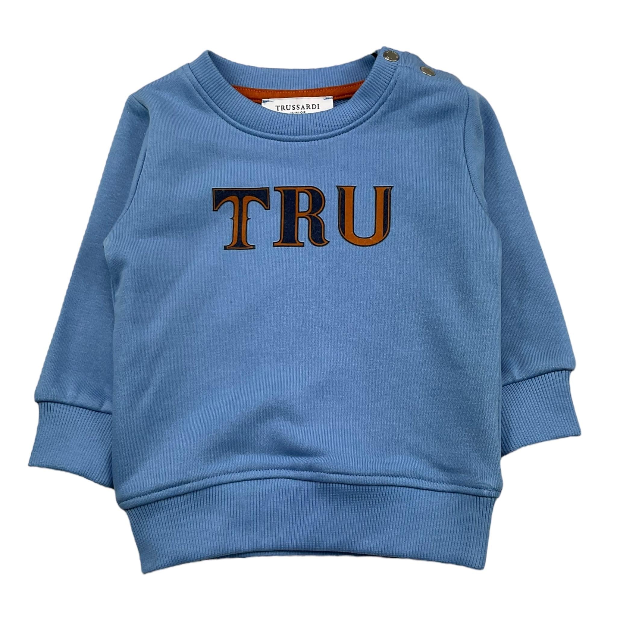 TRUSSARDI felpa chiusa girocollo tinta unita con stampa Azzurro per Neonato TIA25092FE AZZURRO TRUSSARDI 