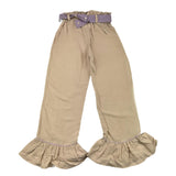 La Stupenderia Pantalone A Palazzo Tinta Unita Con Cinturino In Contrasto Beige Per Bambina