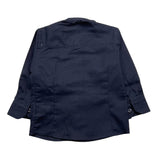 Emanuel Pris Camicia Manica Lunga Tinta Unita Collo Coreano Blu Per Neonato