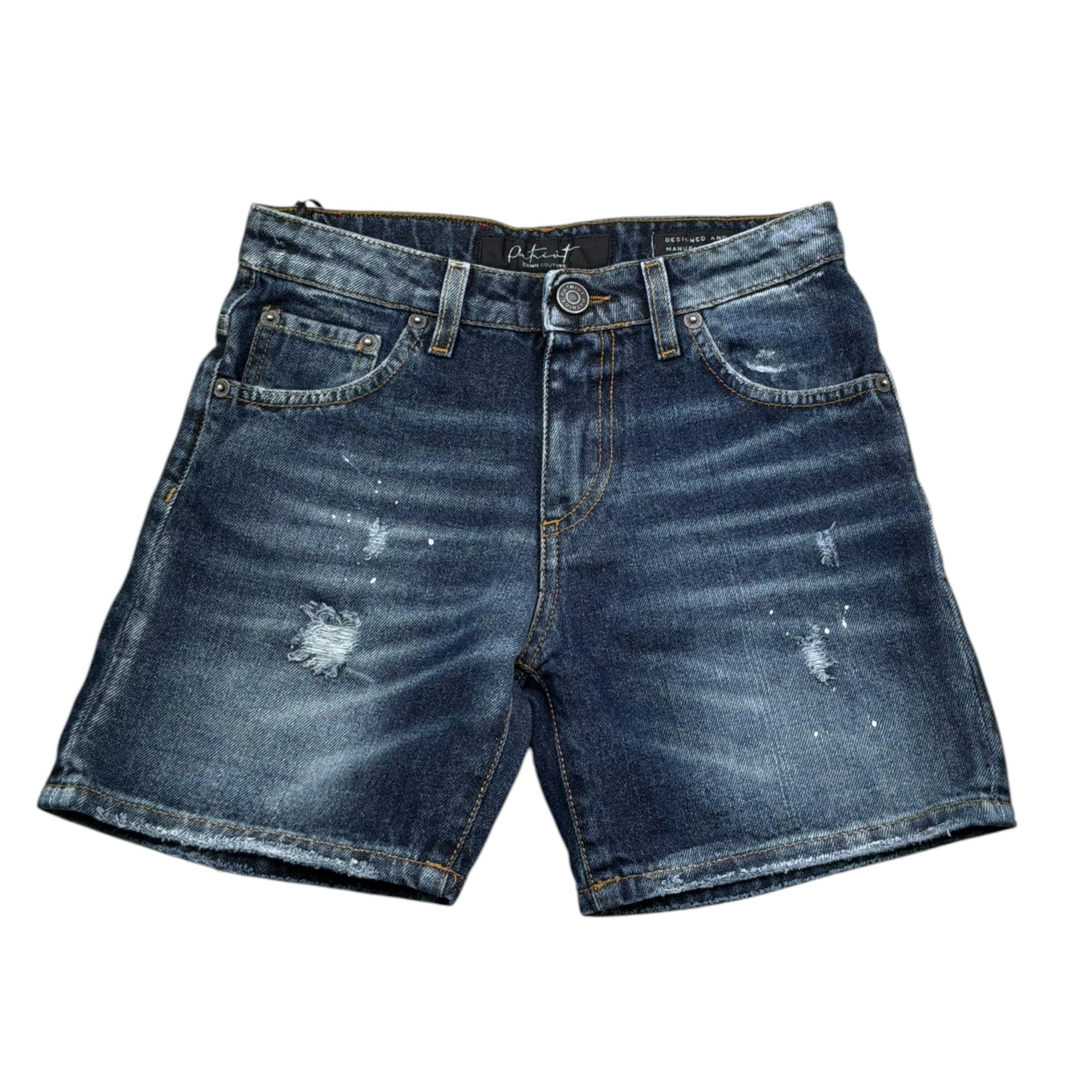 Patriot Bermuda In Denim Tinta Unita con Strappi per Bambino PJ5S2SPCK42 BLU PATRIOT 