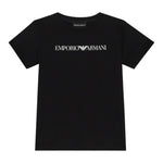 Emporio Armani T-Shirt Girocollo Tinta Unita con Stampa per Bambino 8N4N5 NERO EMPORIO ARMANI 