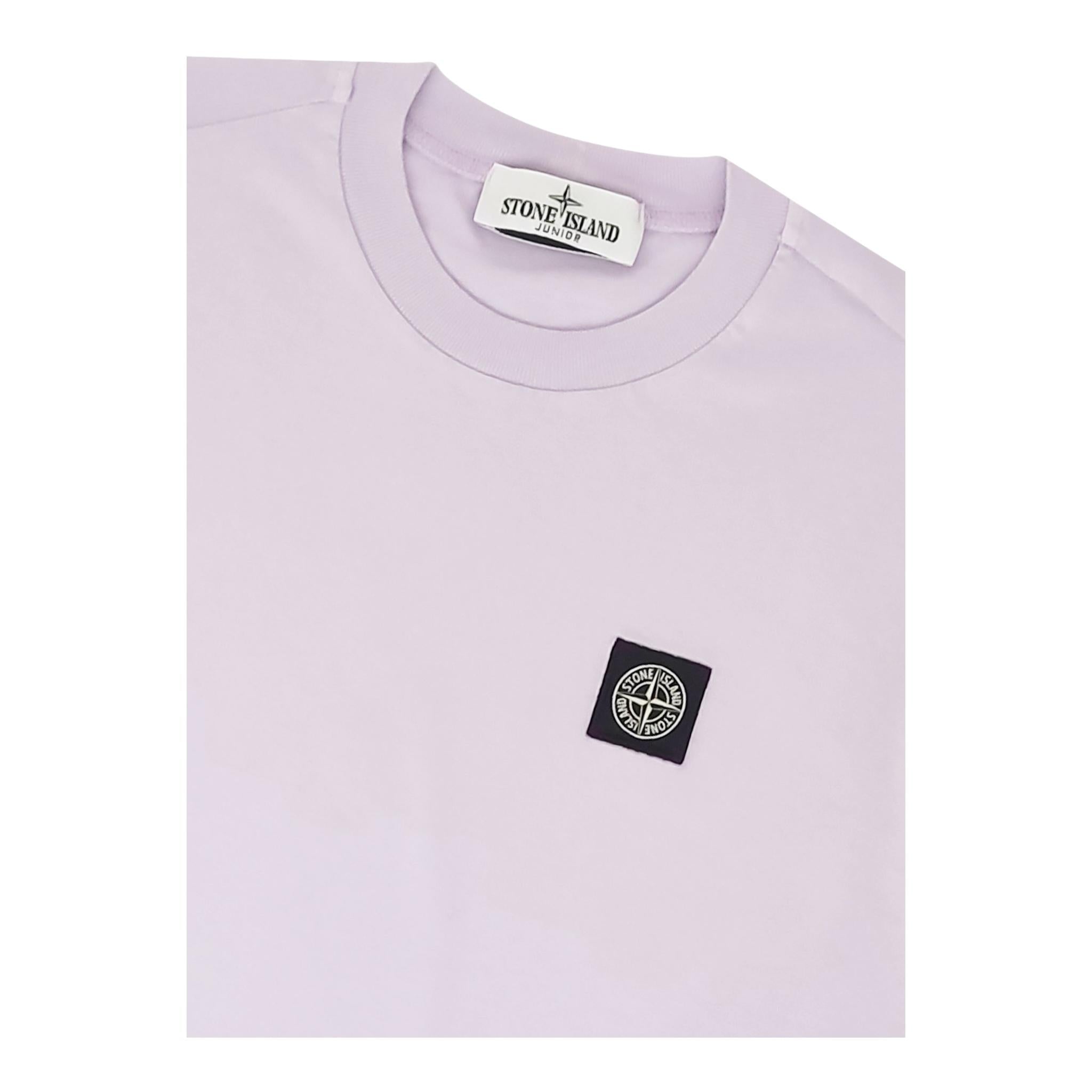 Stone Island T-Shirt Girocollo Tinta Unita con Logo per Bambino K1S162100002 GLICINE STONE ISLAND 