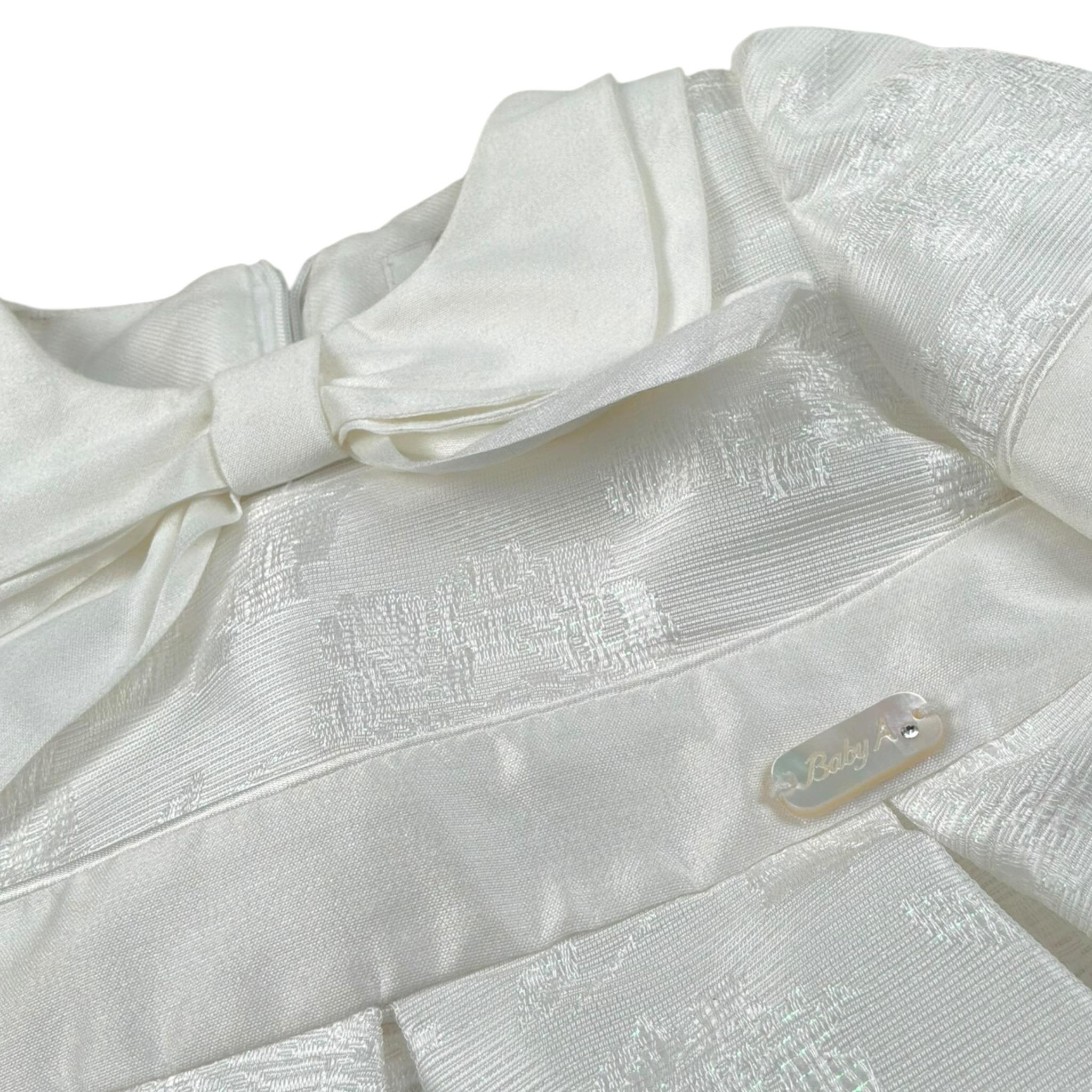 abito cerimnia tinta unita con fiocco H2216 BIANCO BABY A. 