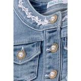 Abel & Lula Giubbino In Denim Tinta Unita con Ricami per Bambina 5369X AZZURRO ABEL & LULA 