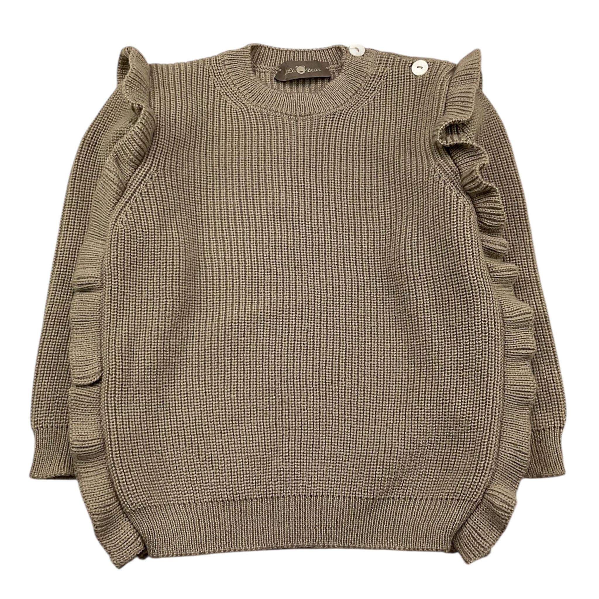 LITTLE BEAR maglia girocollo tinta unita cn rouches Fango per Neonata 5141N FANGO LITTLE BEAR 