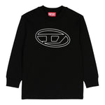 DIESEL shirt girocollo tinta unita con logo Nero per Bambino J02016 NERO DIESEL 