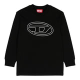 DIESEL shirt girocollo tinta unita con logo Nero per Bambino J02016 NERO DIESEL 