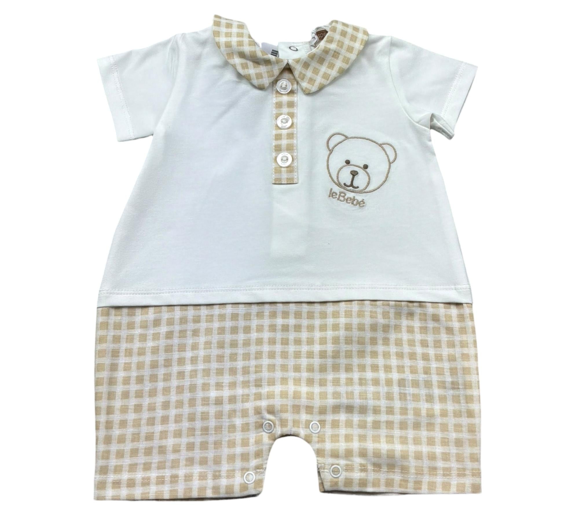 Le Bebe Pagliaccetto Mezza Manica Bicolore per Neonato LBB5280 BIANCO/BEIGE LE BEBE 