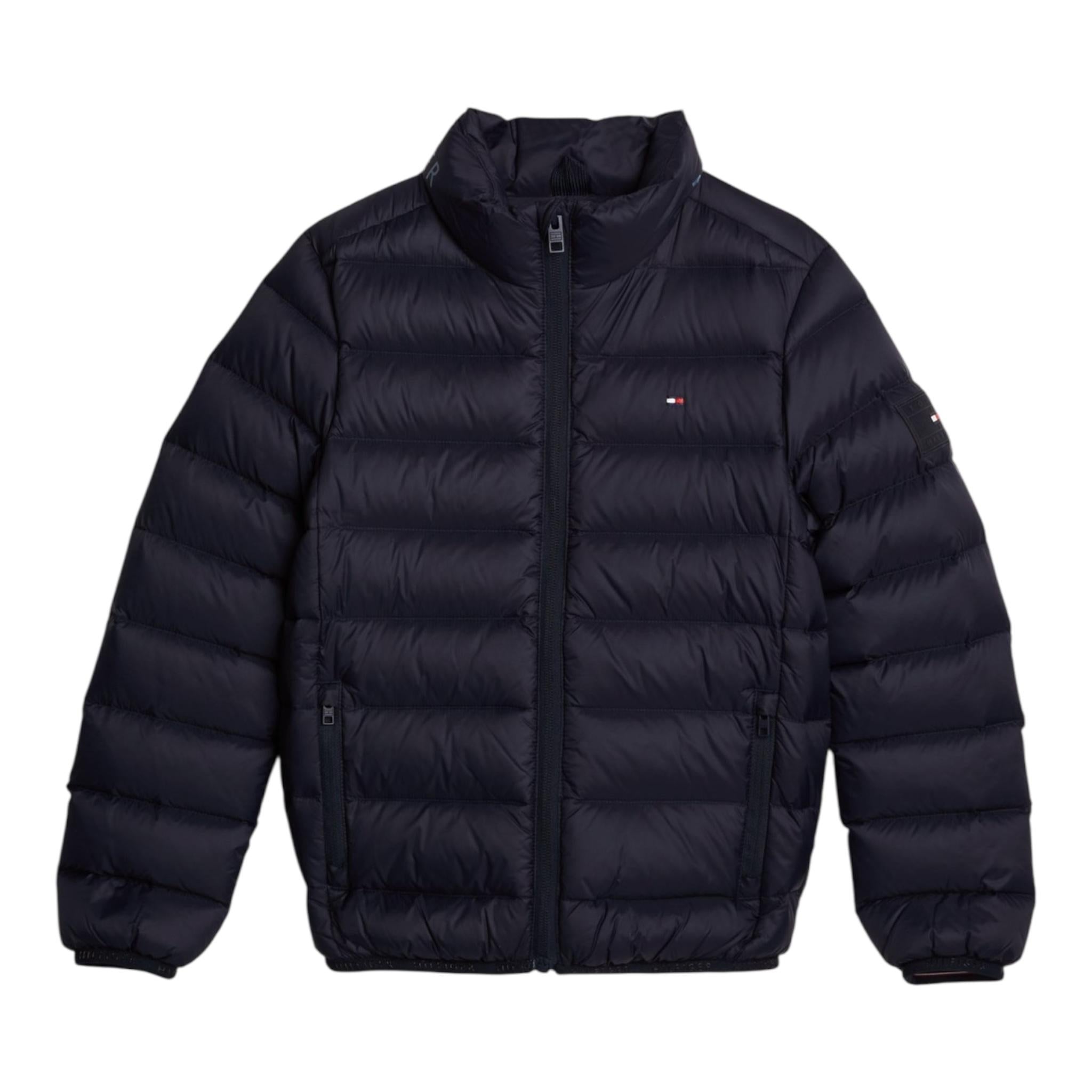 TOMMY HILFIGER giubbino tinta unita con zip e logo Blu per Neonato KS0KS00568N BLU TOMMY HILFIGER 