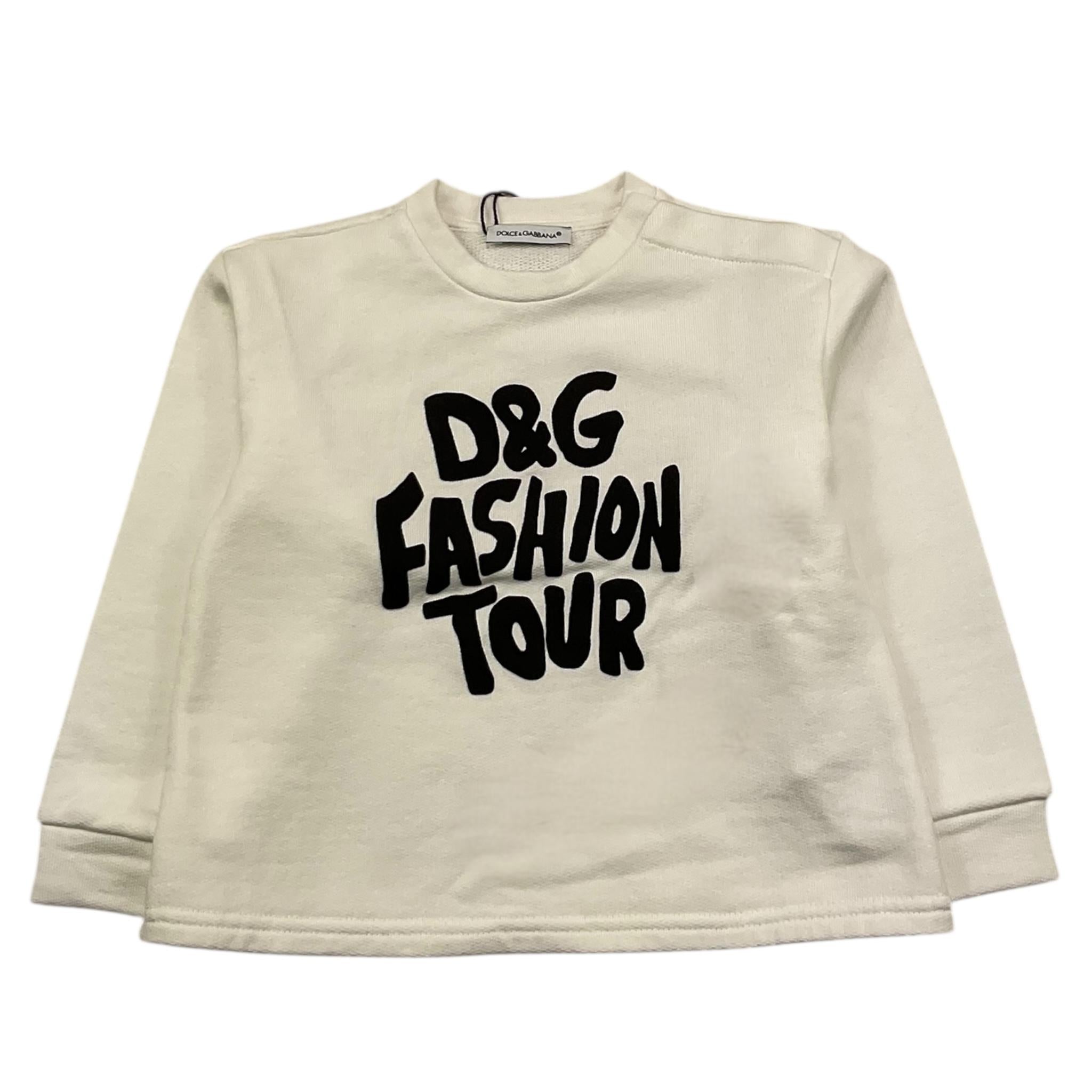 DOLCE & GABBANA felpa chiusa girocollo tinta unita cn logo Bianco per Neonato L2JW5B BIANCO DOLCE & GABBANA 