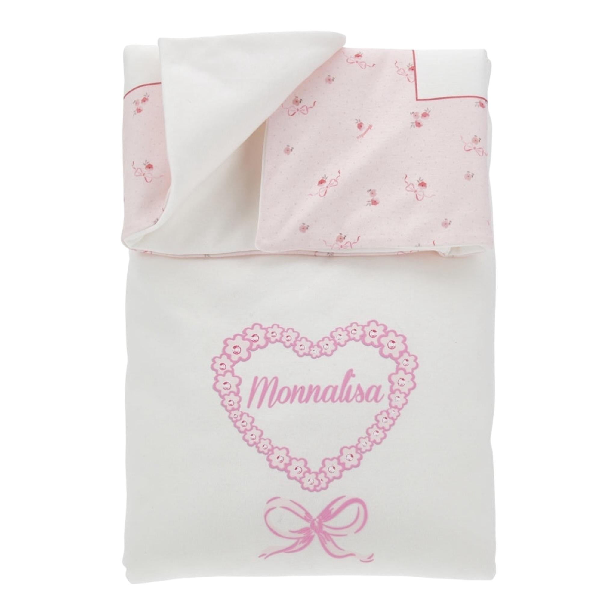 Monnalisa Coperta Tinta Unita con Stampa per Neonata 35D002 BIANCO MONNALISA 