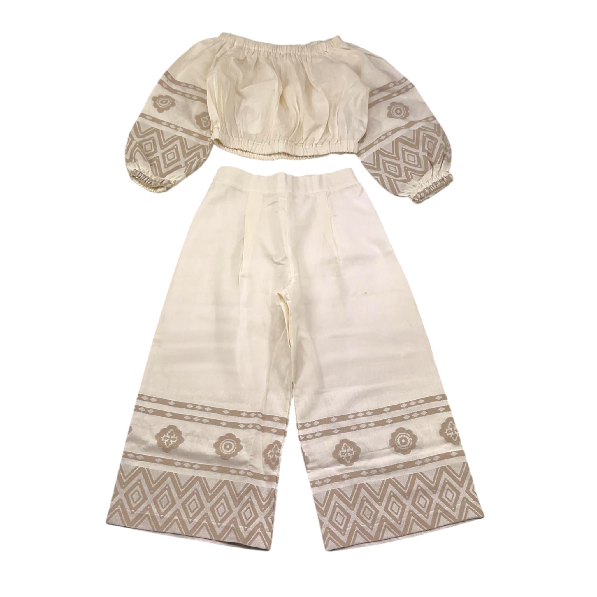 Lalalu' Completo 2 Pezzi Pantalone-Top per Bambina COML80PB PANNA LALALU' 