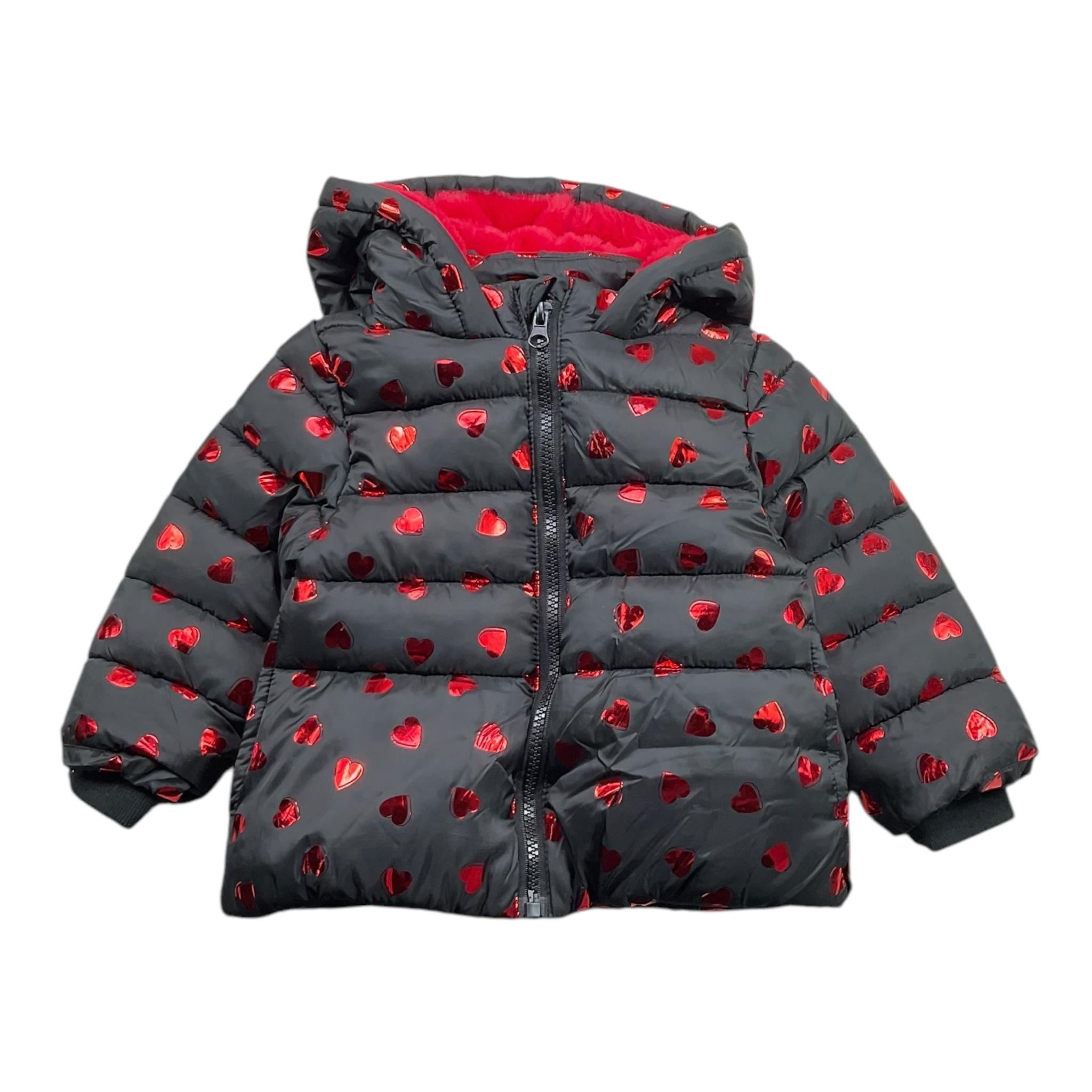 CANADA HOUSE giubbino tinta unita con fantasia cuori zip e cappuccio Nero per Neonata 24461410 NERO CANADA HOUSE 