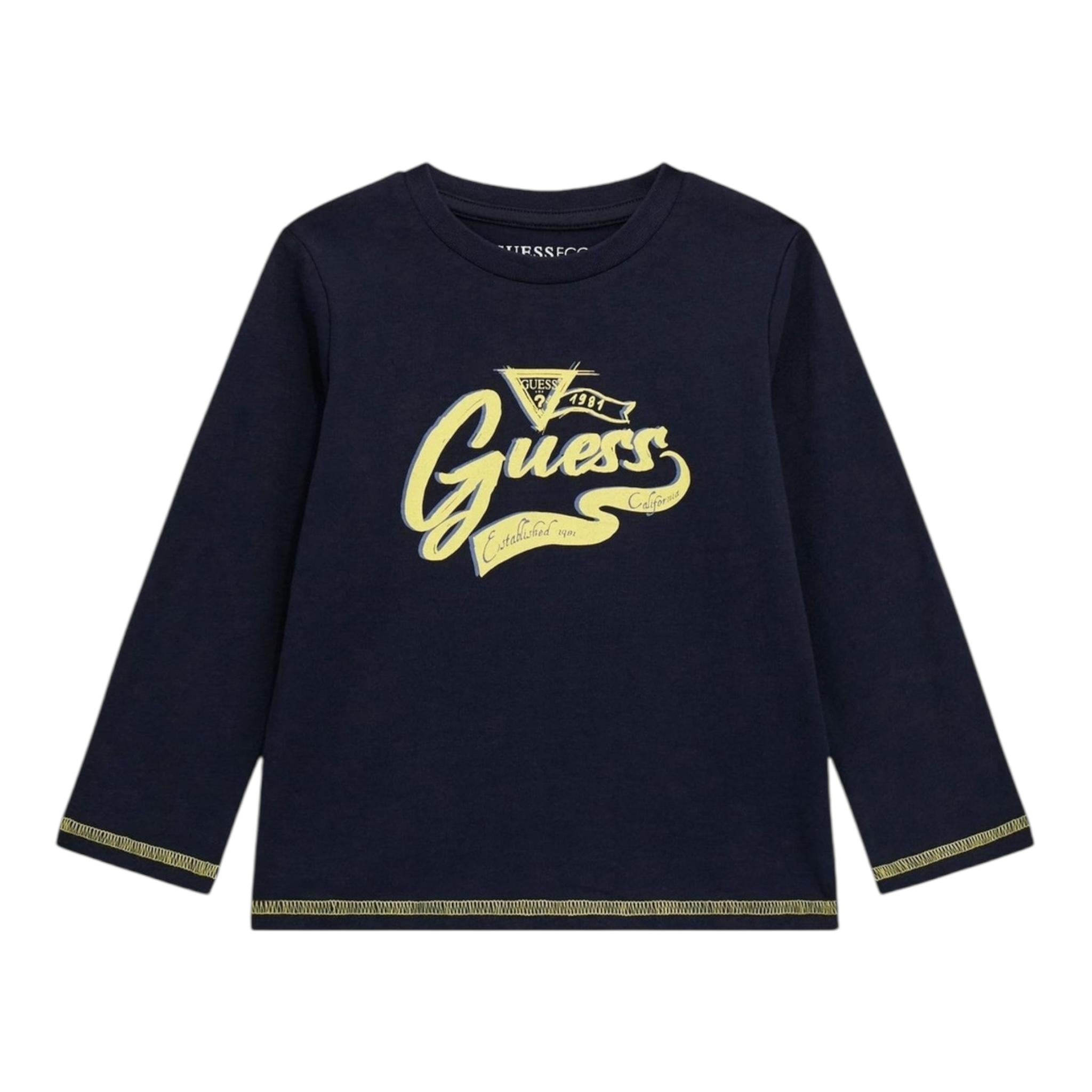 GUESS shirt girocollo tinta unita con logo  Blu per Bambino N4YI28K8HM4JX BLU GUESS 