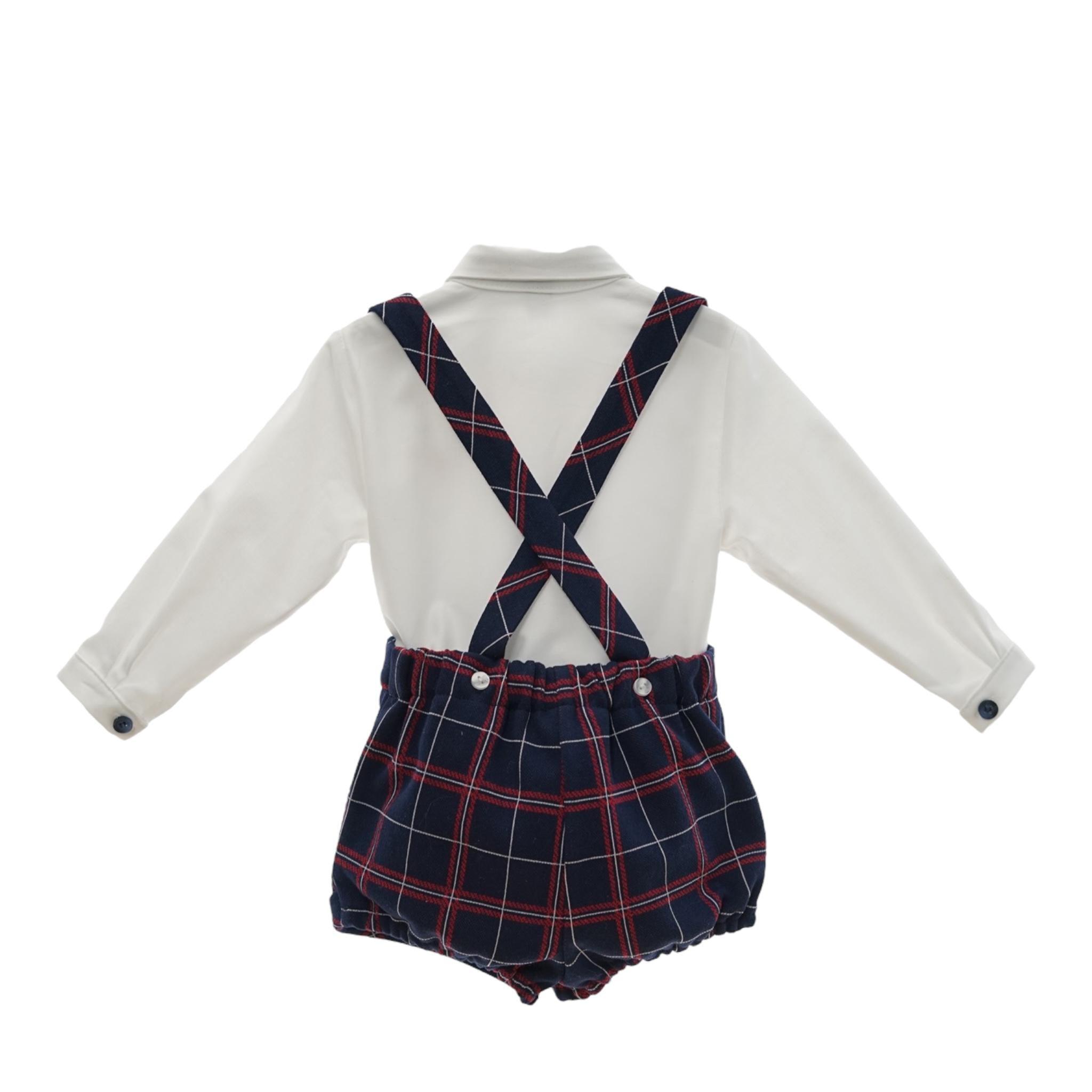 MARTA Y PAULA completo bicolore 3pz papillons-camicia-salopettes Blu per Neonato 1854N BLU MARTA Y PAULA 