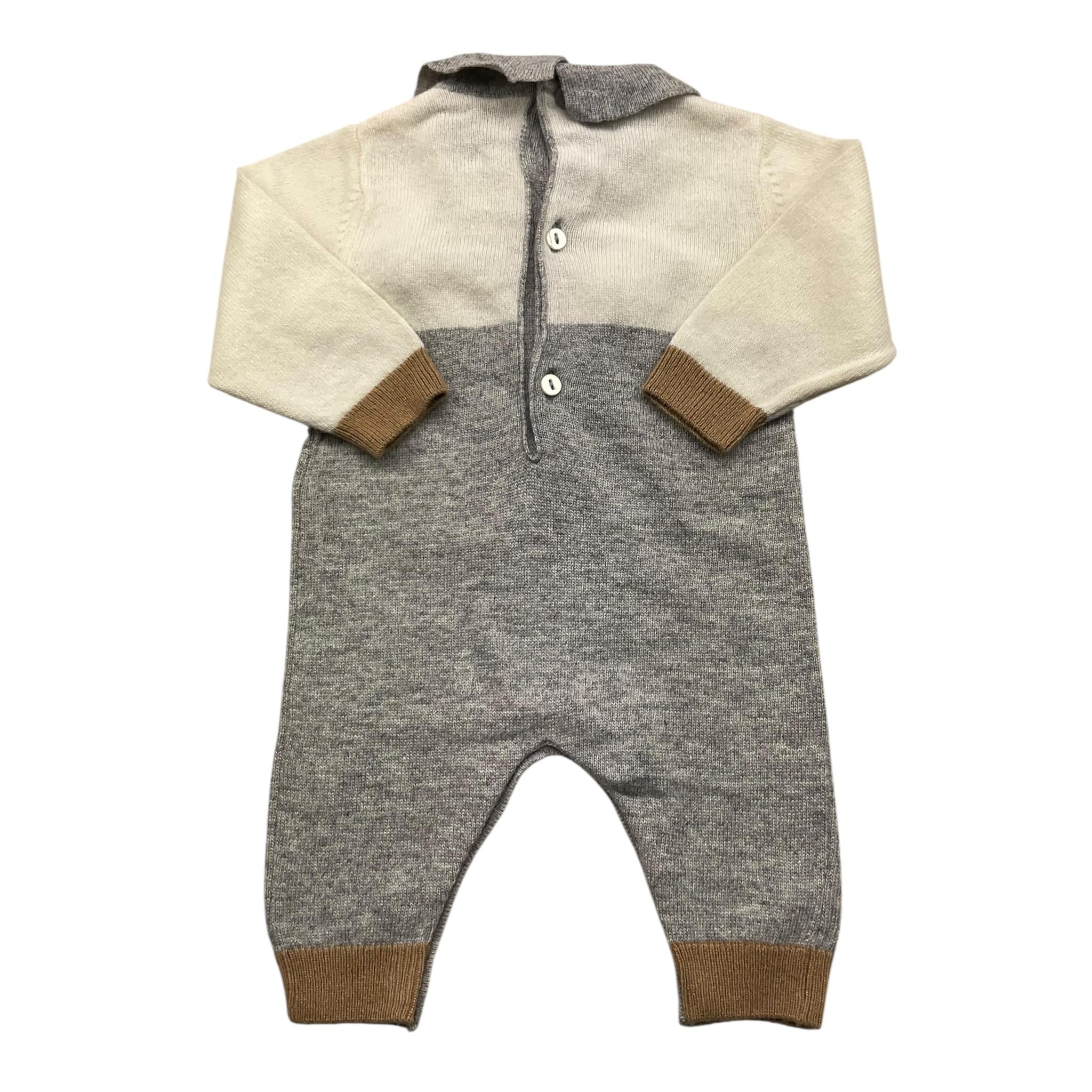LE BEBE' tutina bicolore con stampa Bianco/grigio per Neonato LBB47044 BIANCO/GRIGIO LE BEBE' 