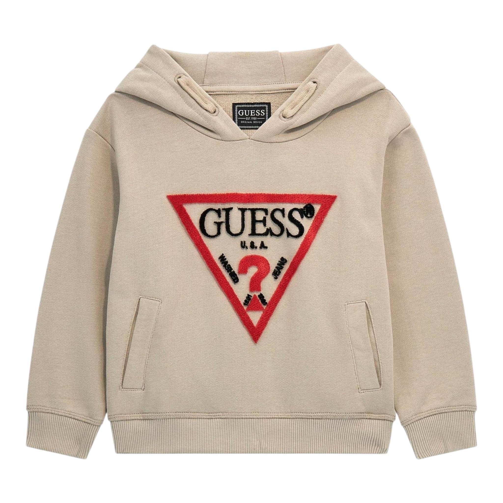 GUESS felpa chiusa con cappuccio titna unita con logo Beige per Bambino L4RQ23KAD74 BEIGE GUESS 