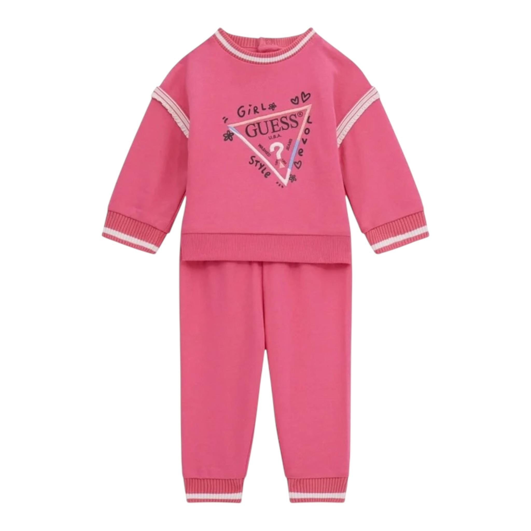 GUESS completo 2pz felpa-pantalone tinta unita Fuxia per Neonata A4YG02KA6R4 FUXIA GUESS 