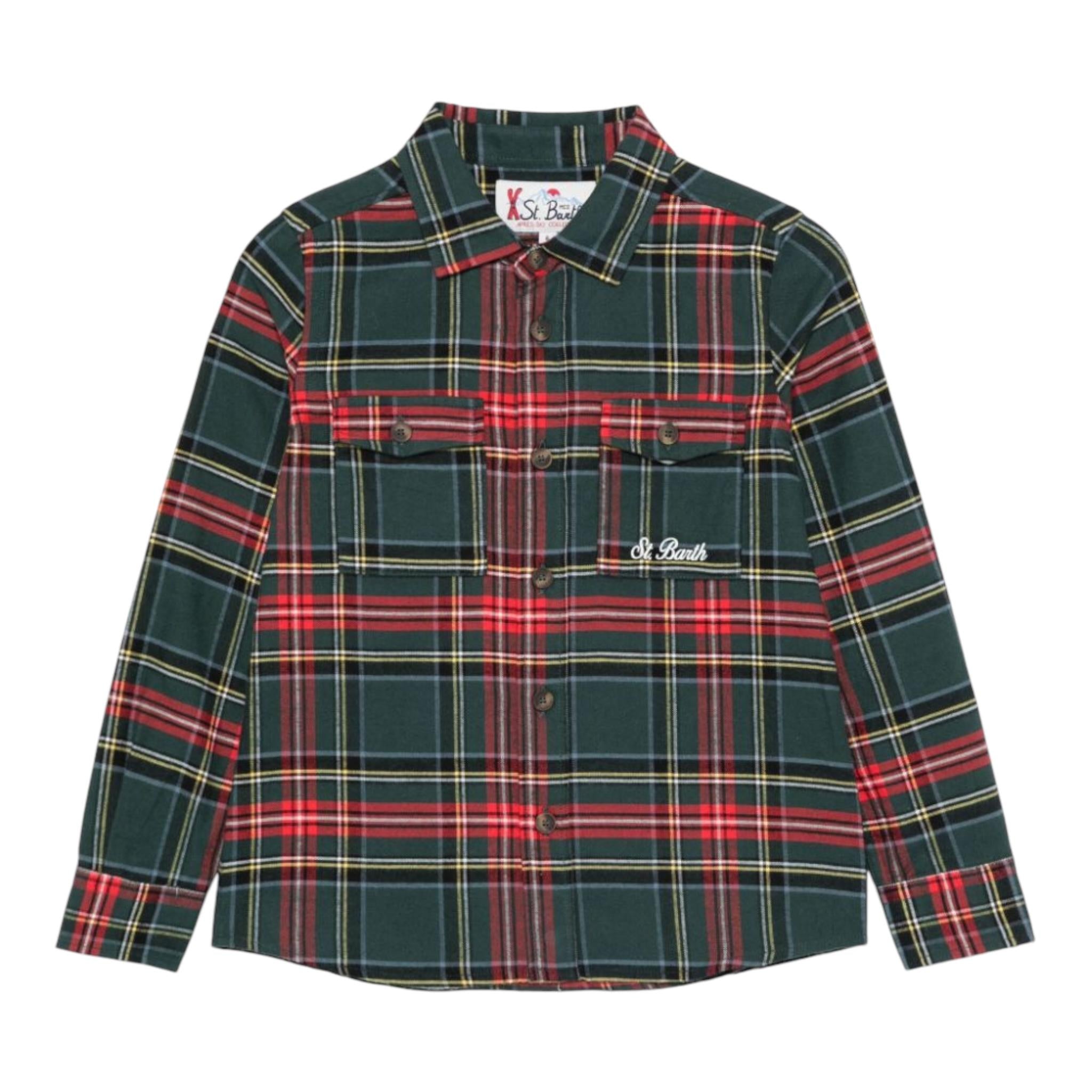 SAINT BARTH camicia manica lunga tinta unita con fantasia a righe Verde per Bambino SEI002 VERDE SAINT BARTH 