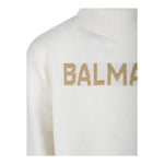 BALMAIN maglia collo alto tinta unita con stampa Panna per Bambina BV9B20 PANNA BALMAIN 