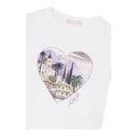 Liu Jo T-Shirt Girocollo Tinta Unita con Stampa E Brillantini per Neonata KA5093NX BIANCO LIU JO 