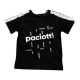 Cesare Paciotti T-Shirt Tinta Unita Girocollo Con Stampa Logo Nero Per Neonato