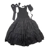 Meimeij Abito Tinta Unita Giromanica Con Fiocco Nero Per Bambina