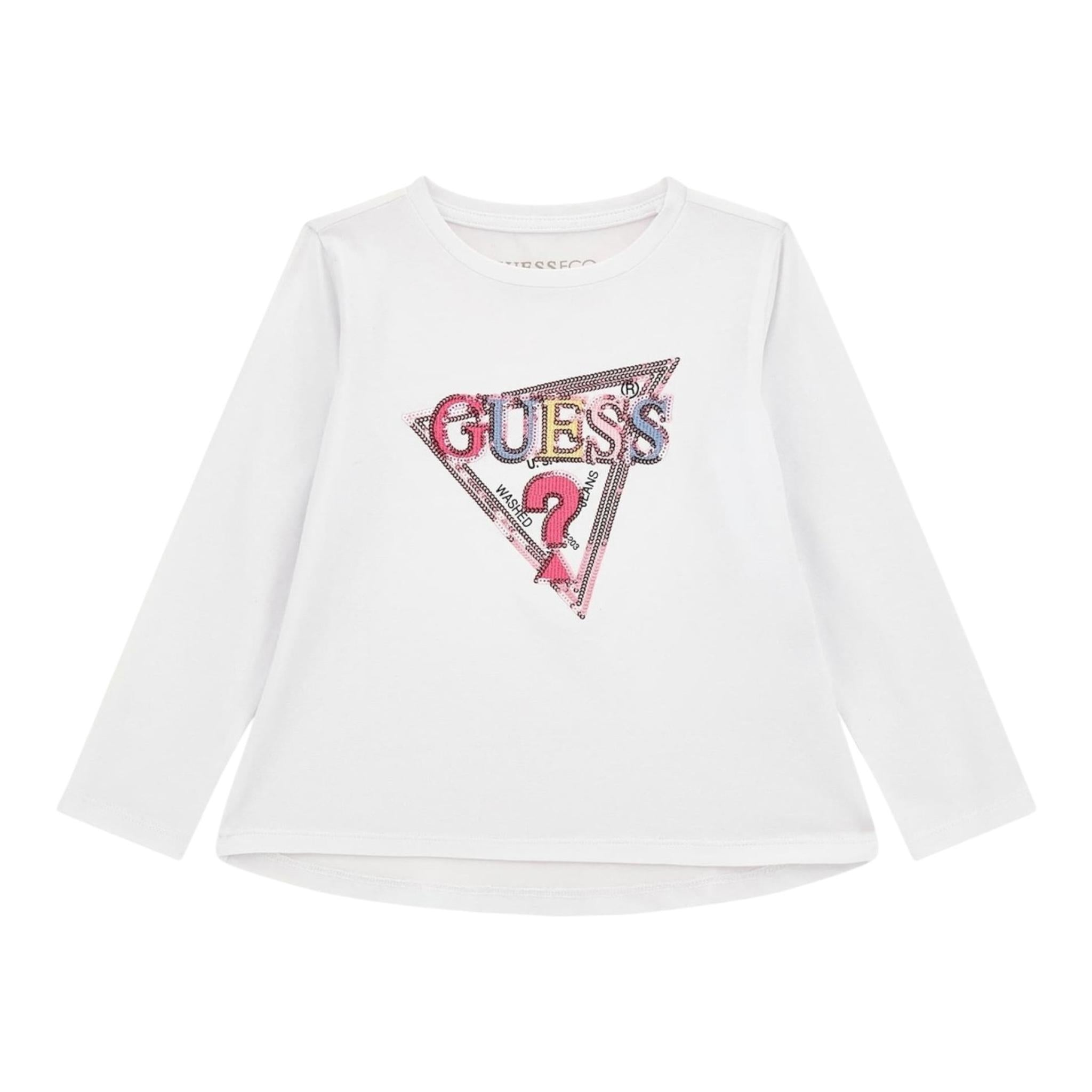 GUESS shirt girocollo tinta unita con stampa Bianco per Neonata K4YI11K6YW4X BIANCO GUESS 