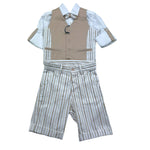 Mai'S Kids Completo 4 Pezzi Bermuda-Gilet-Camicia-Papillions per Neonato COMP00111 CAMMELLO MAI'S KIDS 
