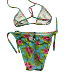 Matinée Costume 2 Pezzi Triangol-Slip Tinta Unita con Fantasia per Bambina CC1041 AZZURRO MATINÉE 