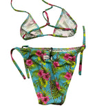 Matinée Costume 2 Pezzi Triangol-Slip Tinta Unita con Fantasia per Bambina CC1041 AZZURRO MATINÉE 