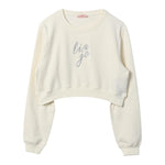 LIU JO felpa modello crop tinta unita con stampa Bianco per Bambina GF4092 BIANCO LIU JO 