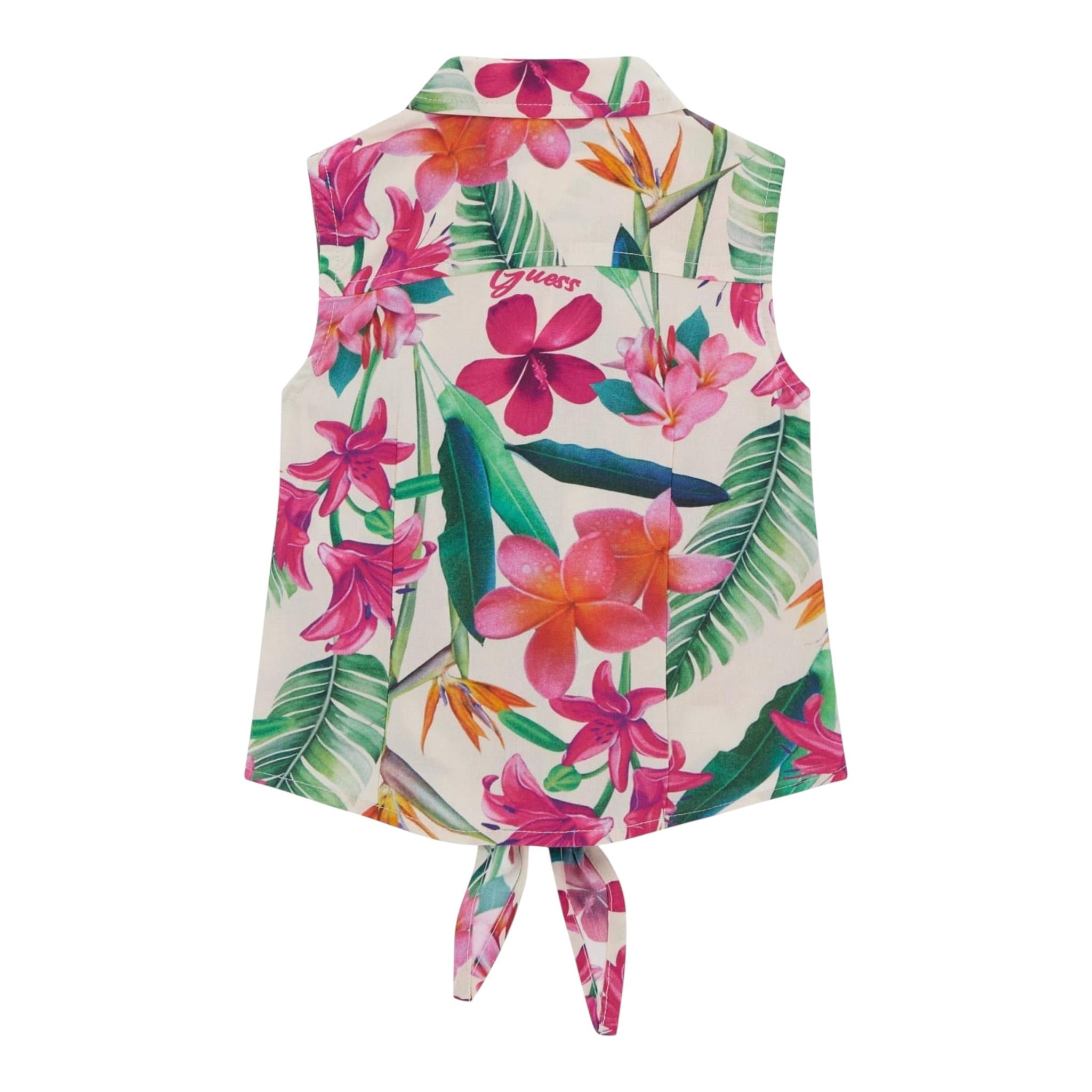 Guess Camicia Giromanica Tinta Unita con Stampa Fiori per Neonata K5GH00WG5S2 BEIGE GUESS 