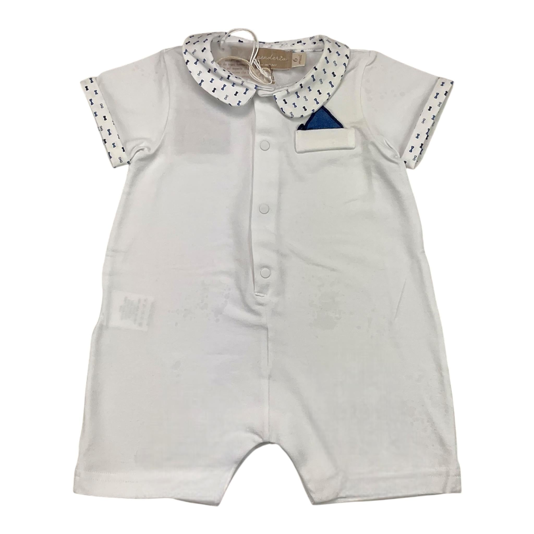 La Stupenderia Pagliaccetto Mezza Manica Tinta Unita Con Colletto Bianco Per Neonato TBTT77N01 BIANCO LA STUPENDERIA 
