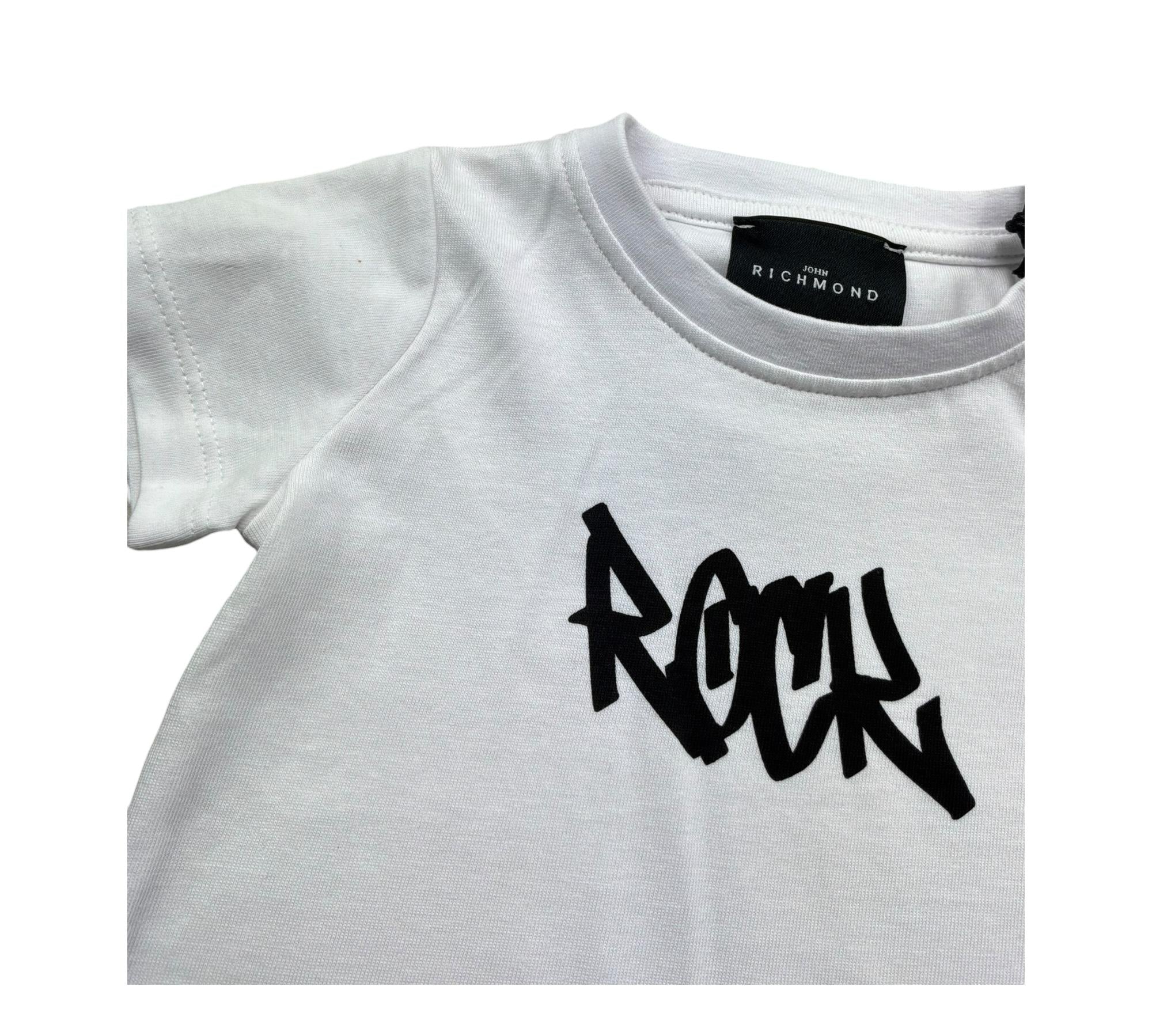 John Richmond T-Shirt Girocollo Tinta Unita con Stampa per Neonato RIP26055TS BIANCO JOHN RICHMOND 