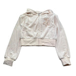 Juicy Couture Felpa In Velluto Tinta Unita con Zip E Cappuccio per Bambina JBX6668 PANNA JUICY COUTURE 