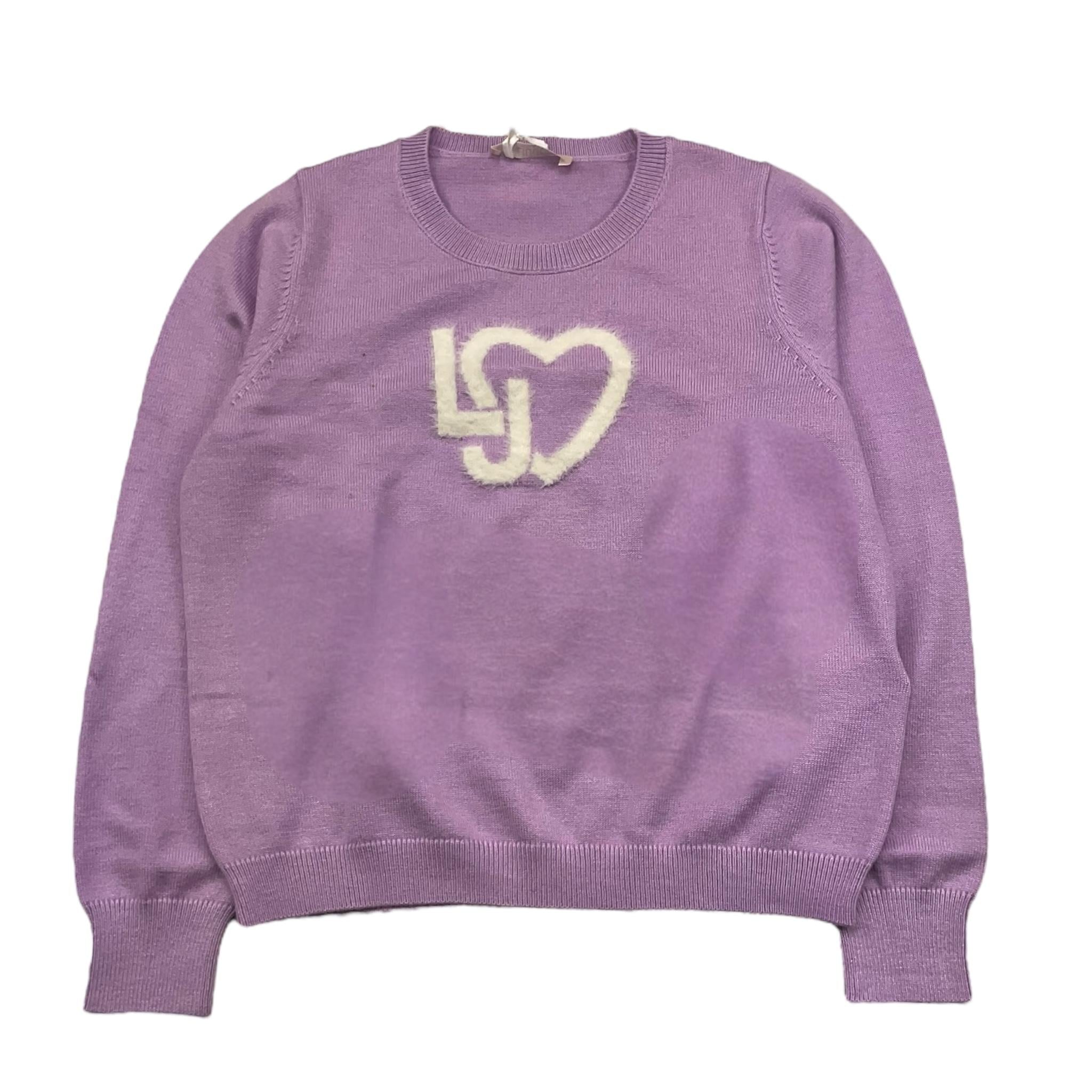 LIU JO maglia girocollo tinta unita con stampa logo Lilla per Bambina KF4039 LILLA LIU JO 
